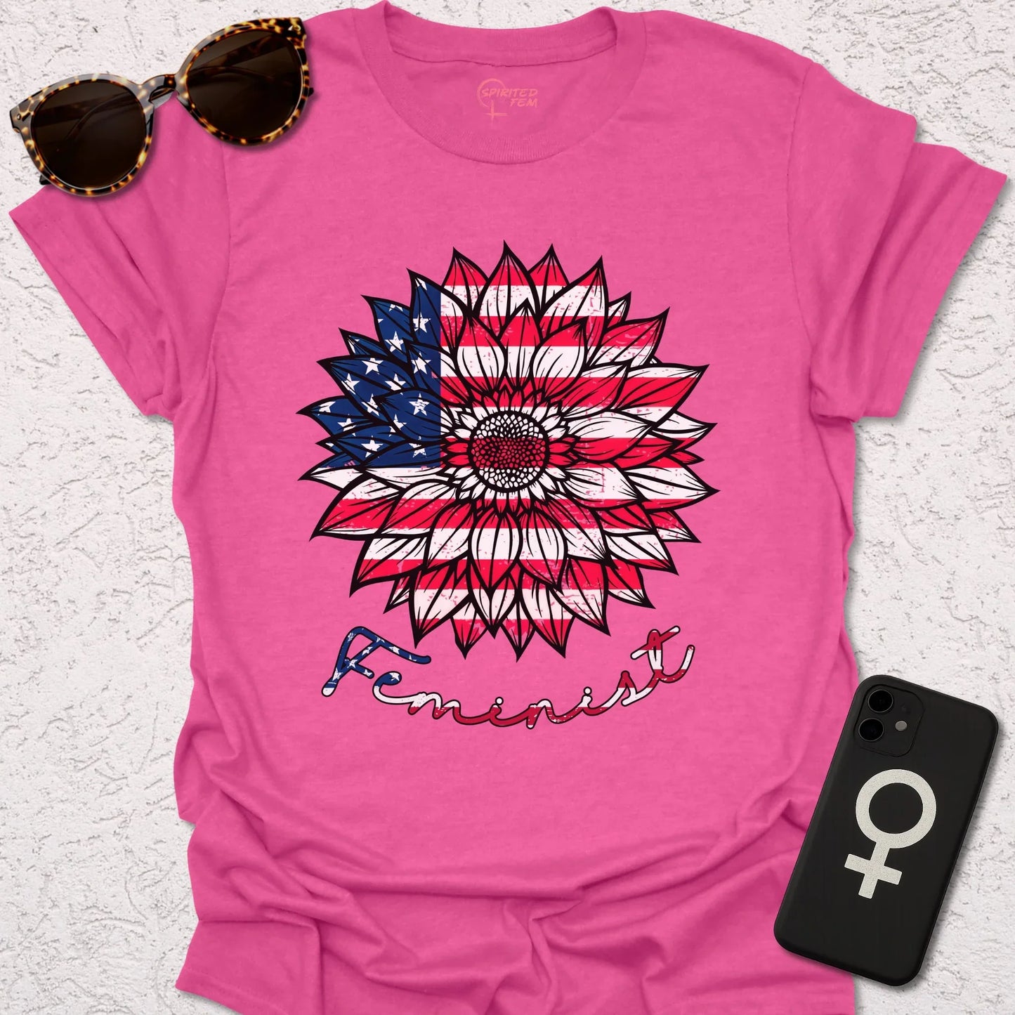 Sunflower American Flag Feminist - Spirited Fem