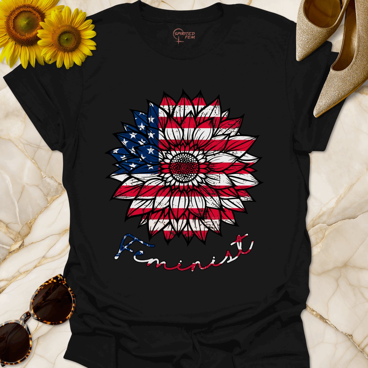 Sunflower American Flag Feminist