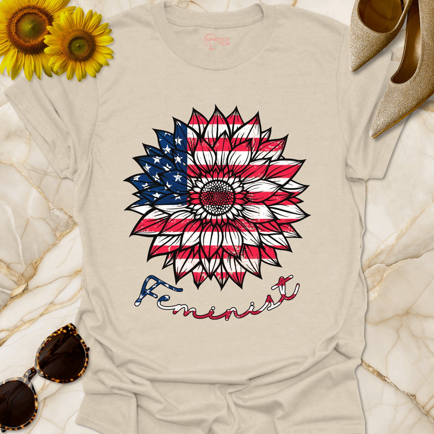 Sunflower American Flag Feminist