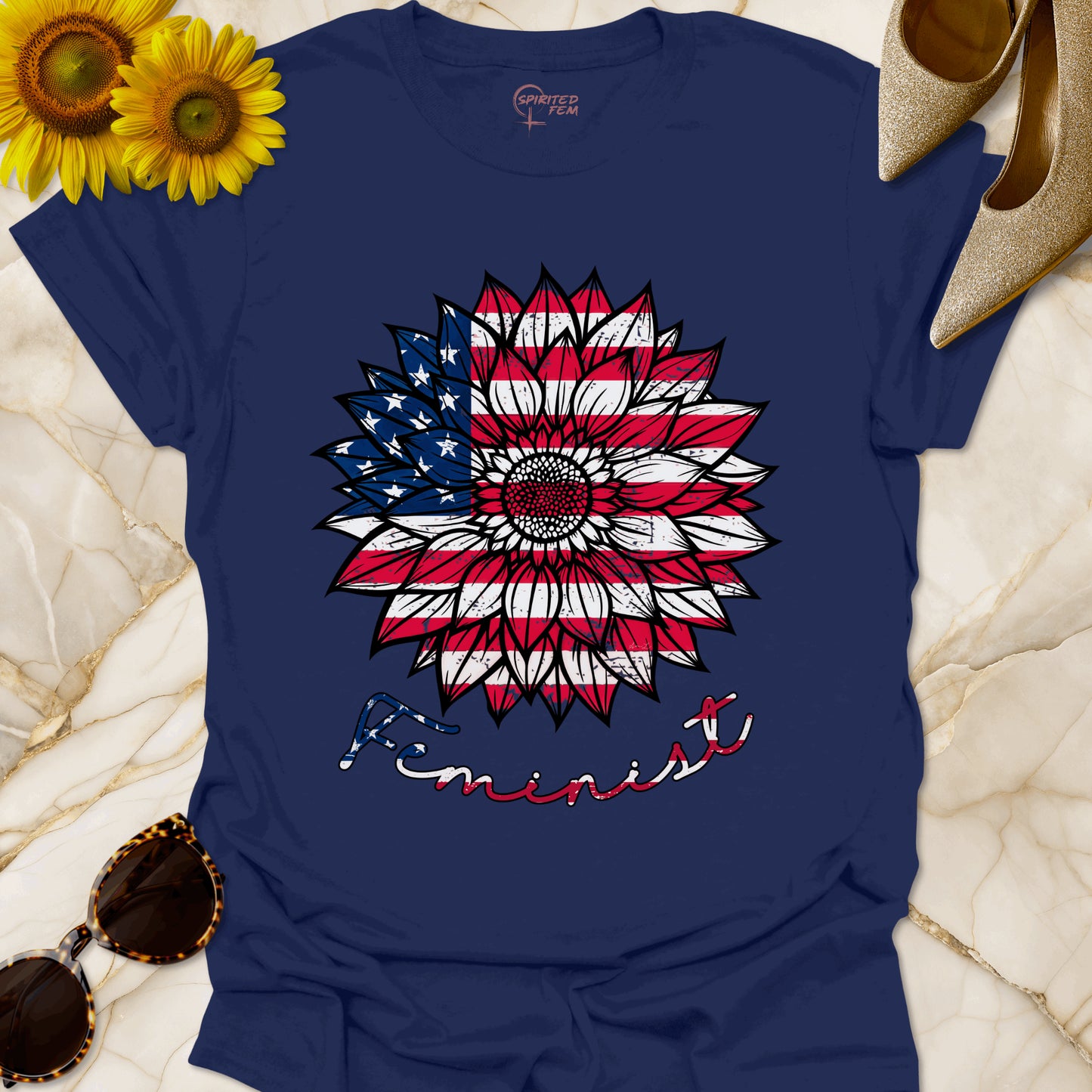 Sunflower American Flag Feminist