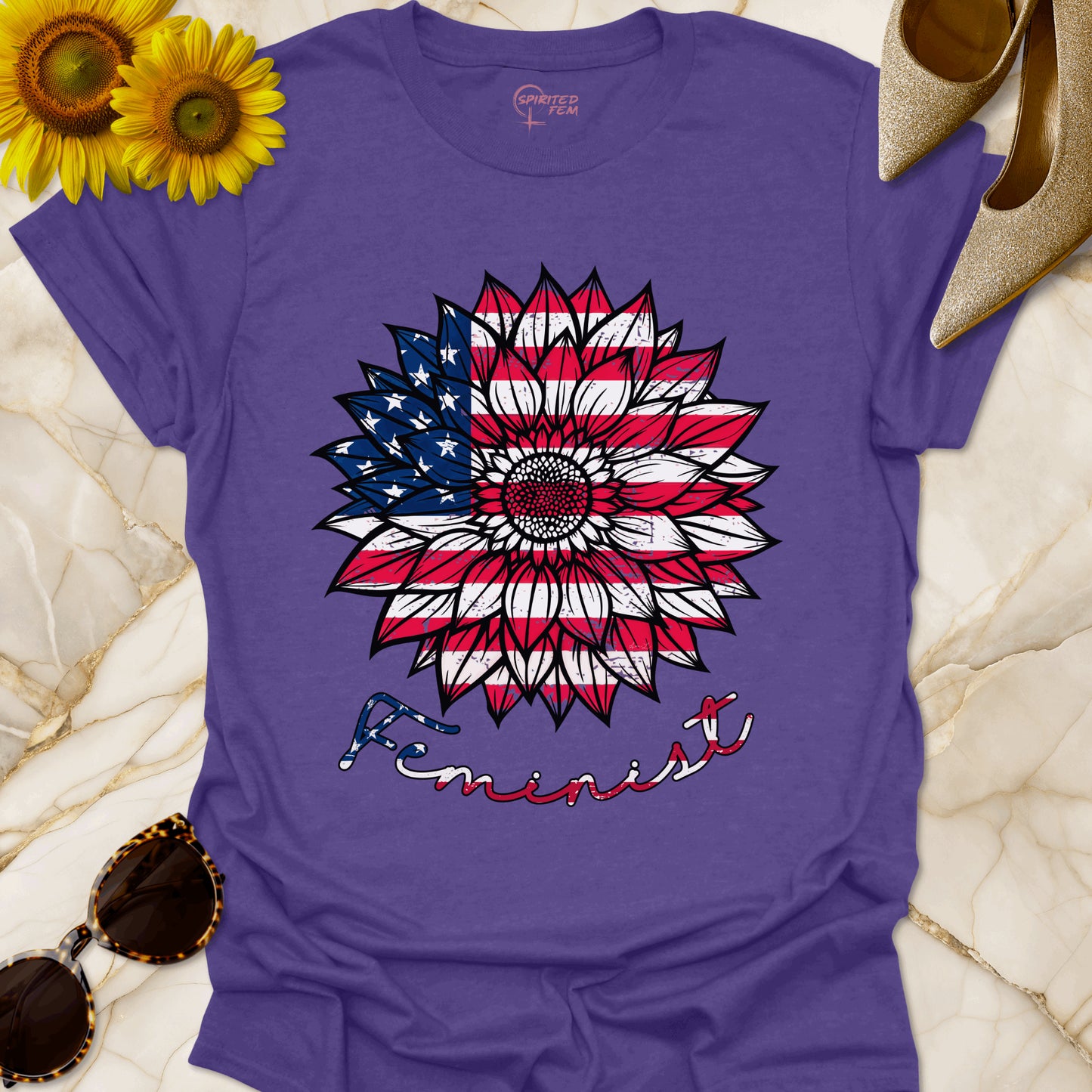Sunflower American Flag Feminist