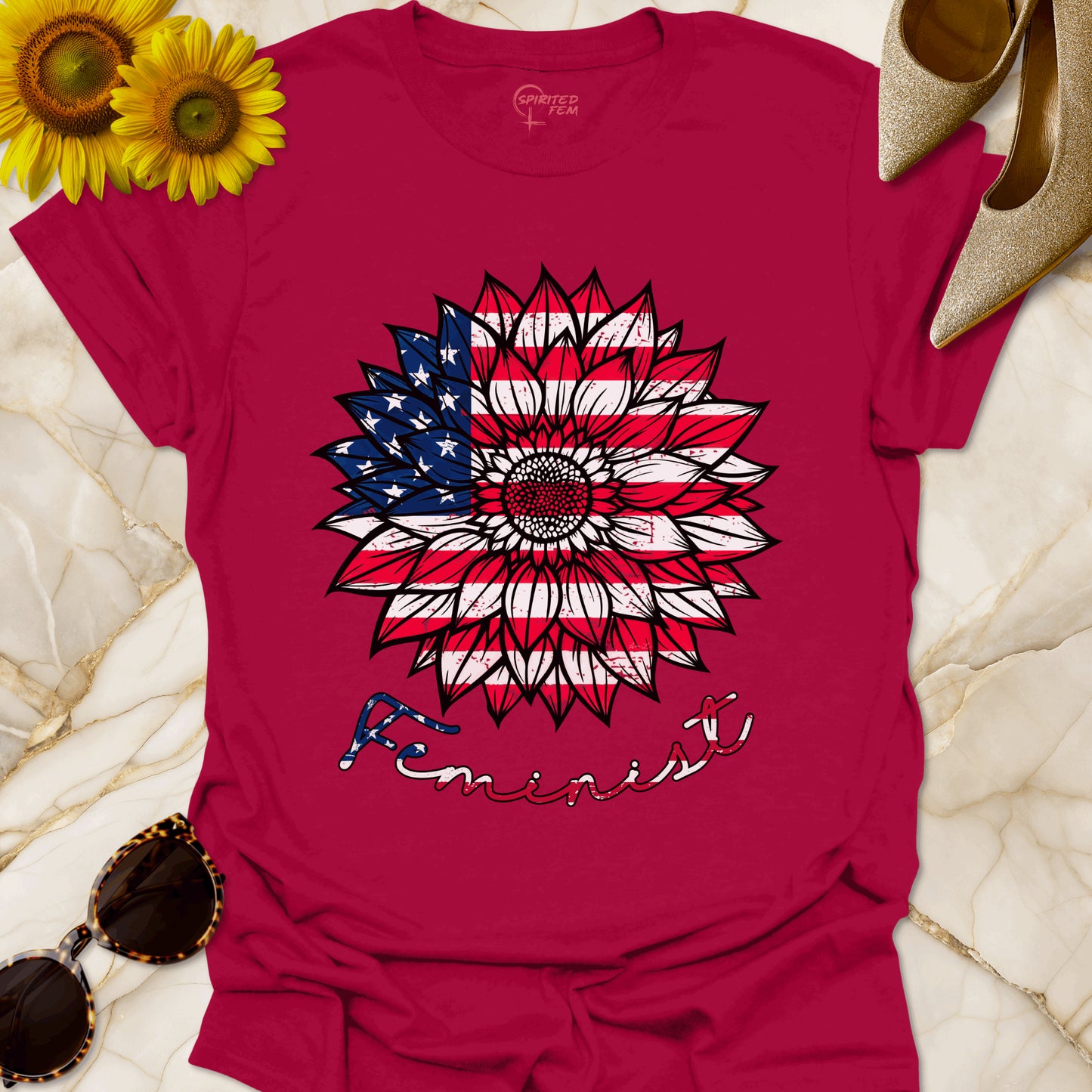 Sunflower American Flag Feminist