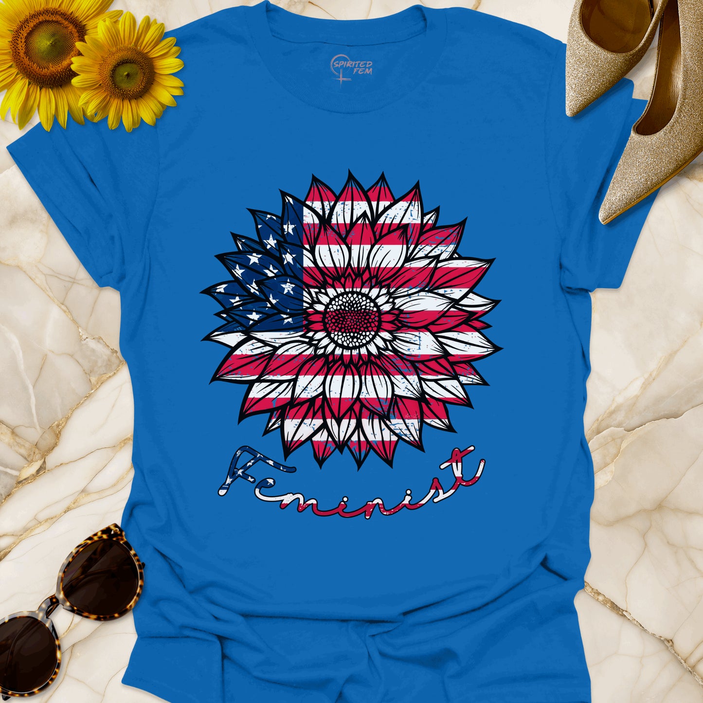 Sunflower American Flag Feminist