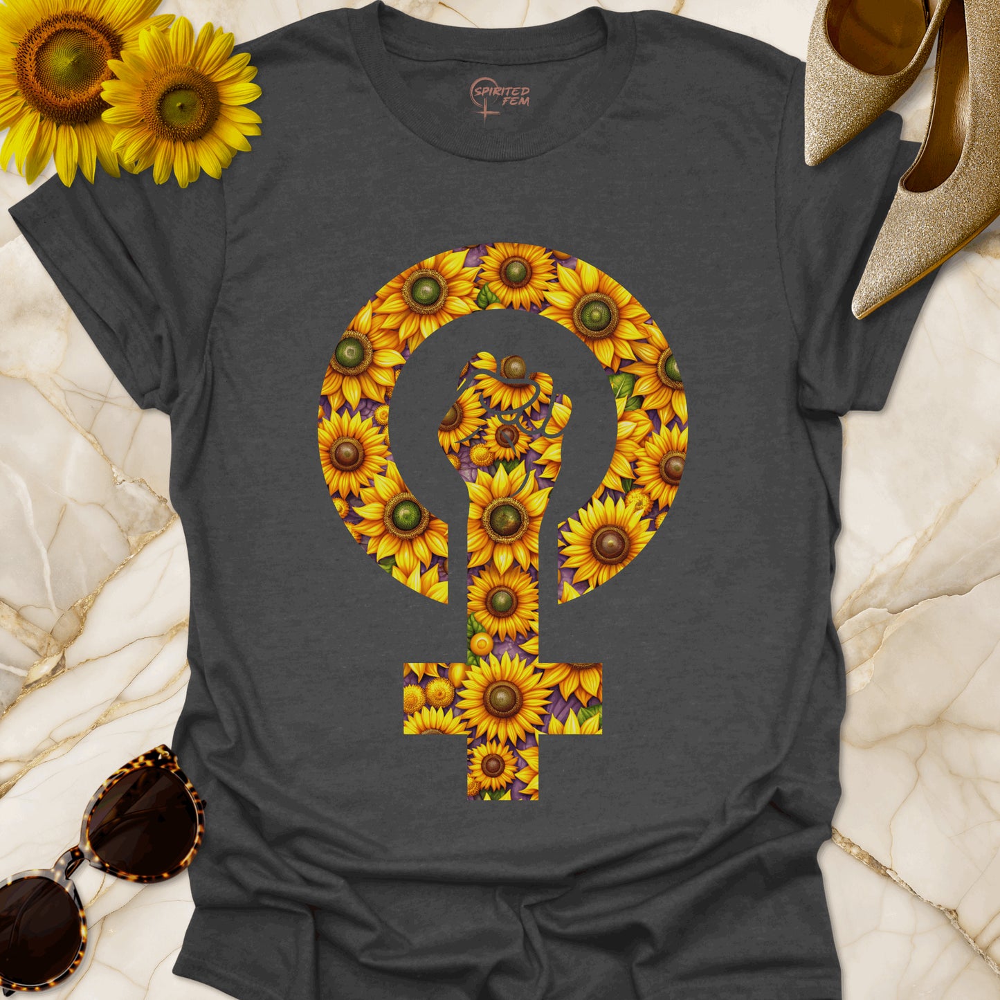 Sunflower Power - Woman Symbol with Fist