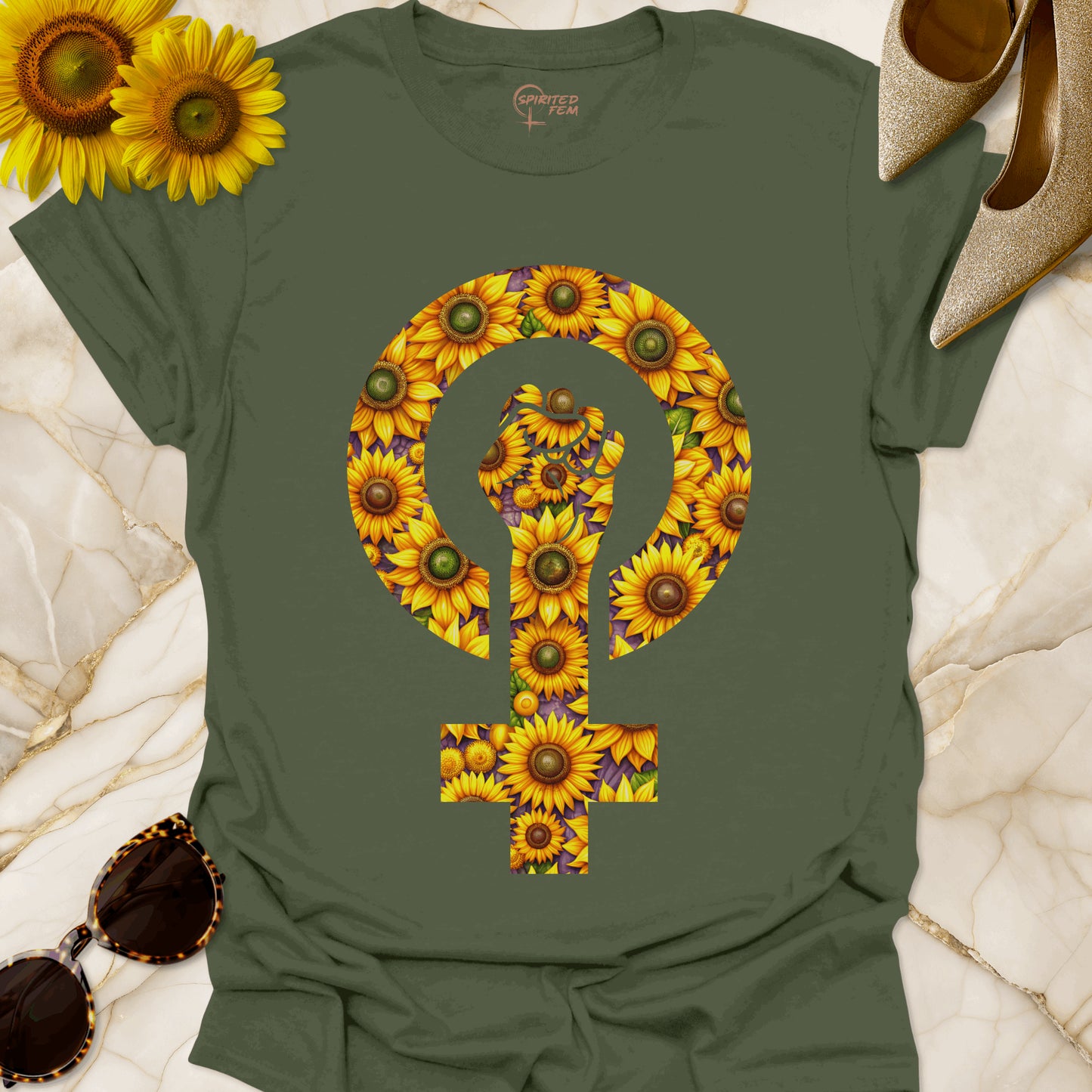 Sunflower Power - Woman Symbol with Fist
