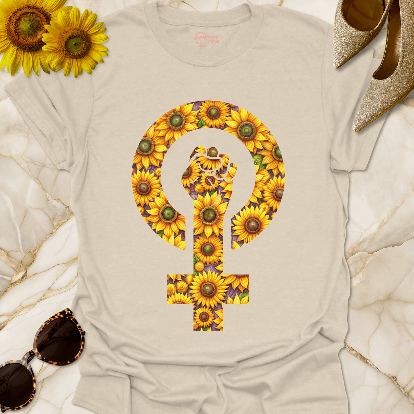 Sunflower Power - Woman Symbol with Fist