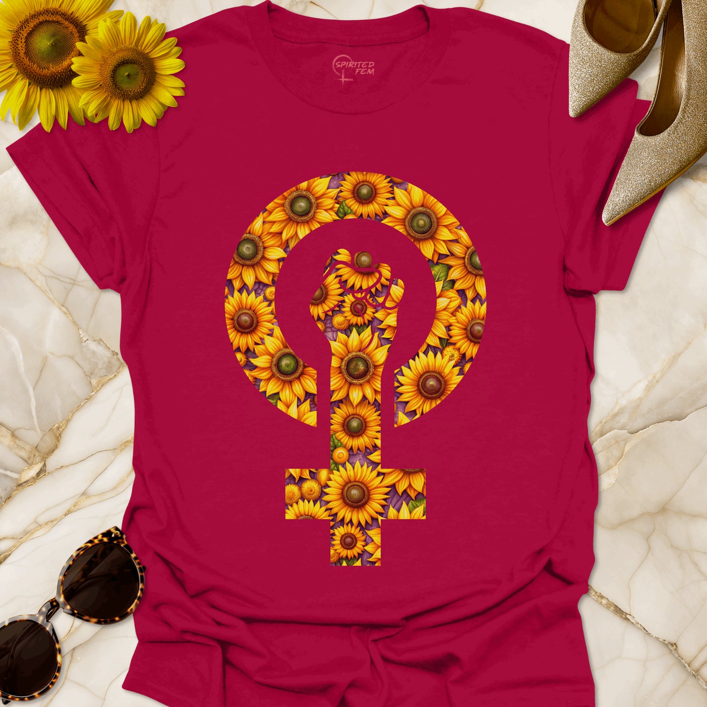 Sunflower Power - Woman Symbol with Fist
