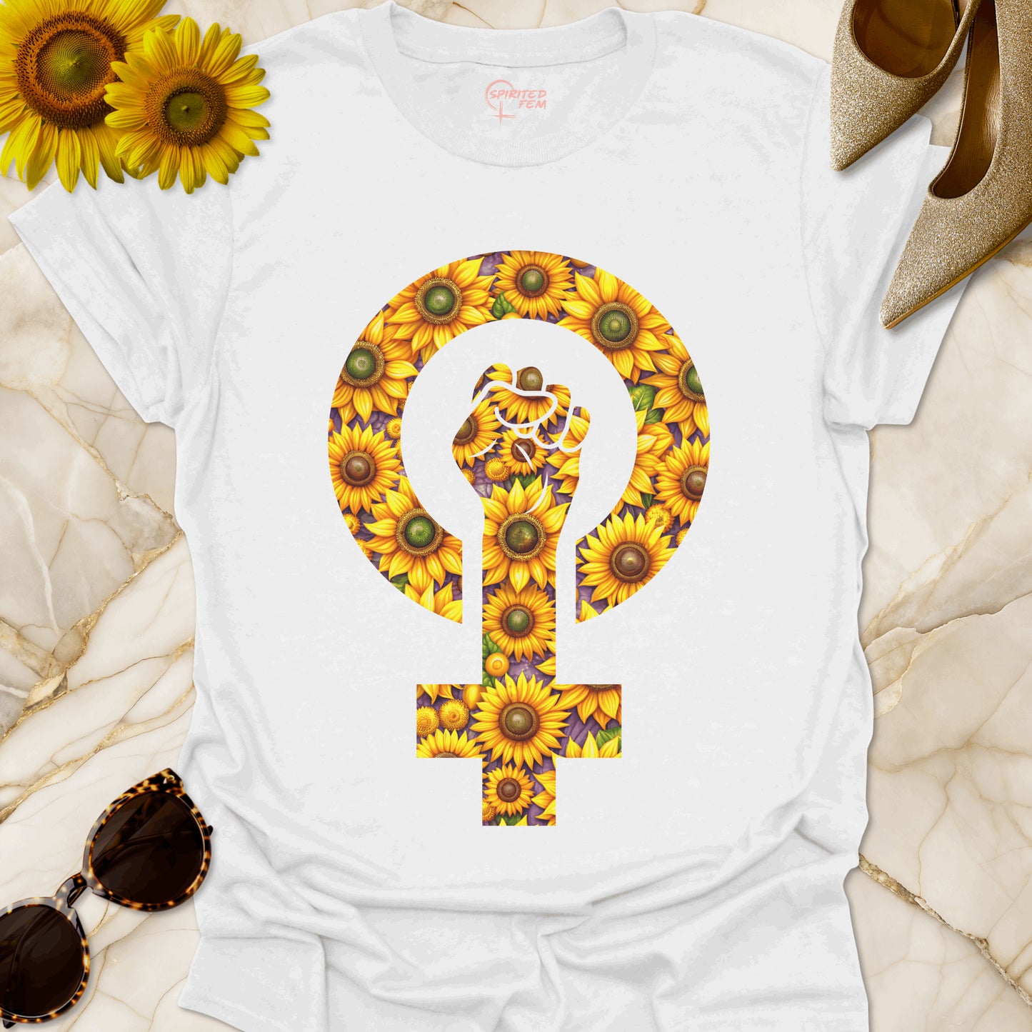 Sunflower Power - Woman Symbol with Fist