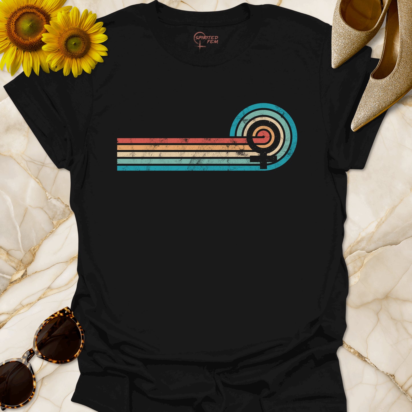 Vintage Retro Sunset and Venus Symbol