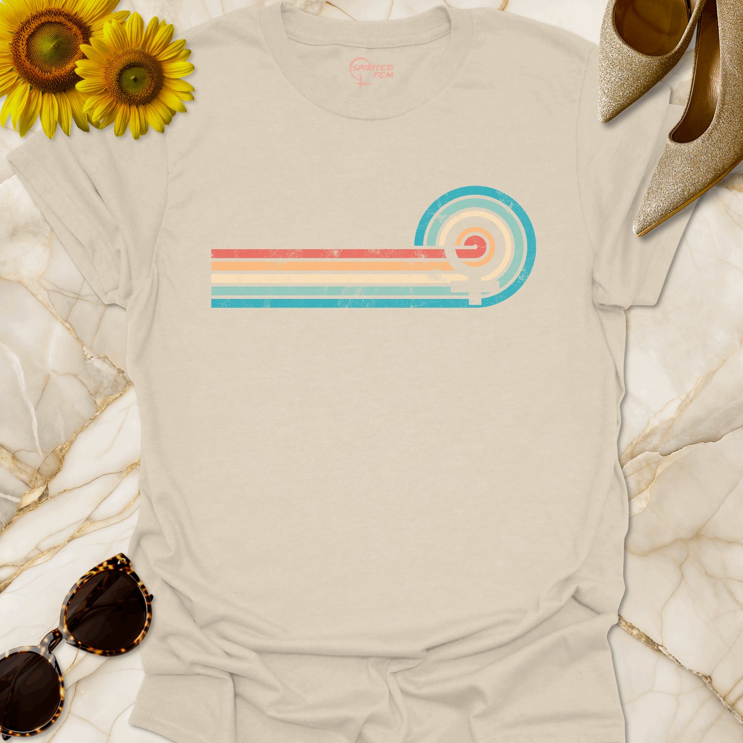 Vintage Retro Sunset and Venus Symbol