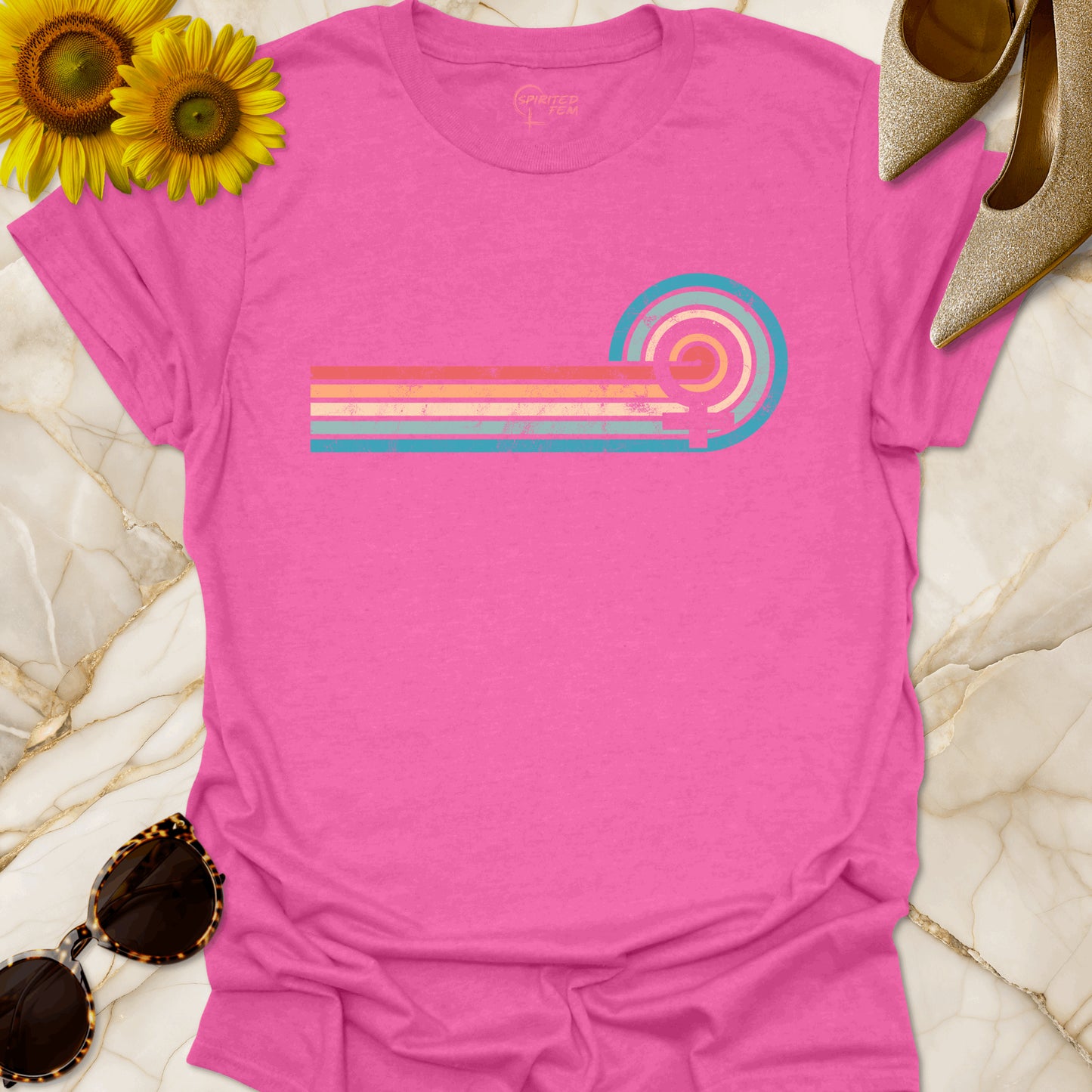 Vintage Retro Sunset and Venus Symbol