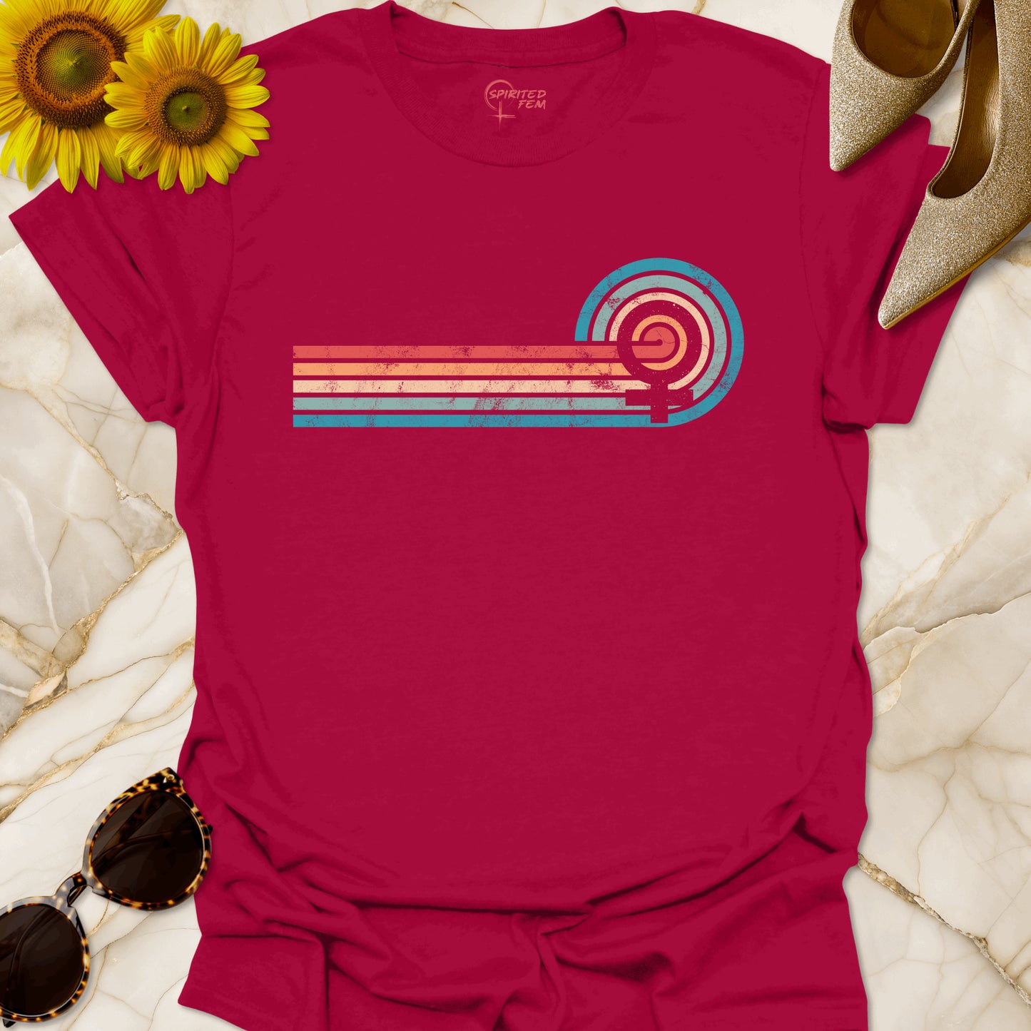 Vintage Retro Sunset and Venus Symbol