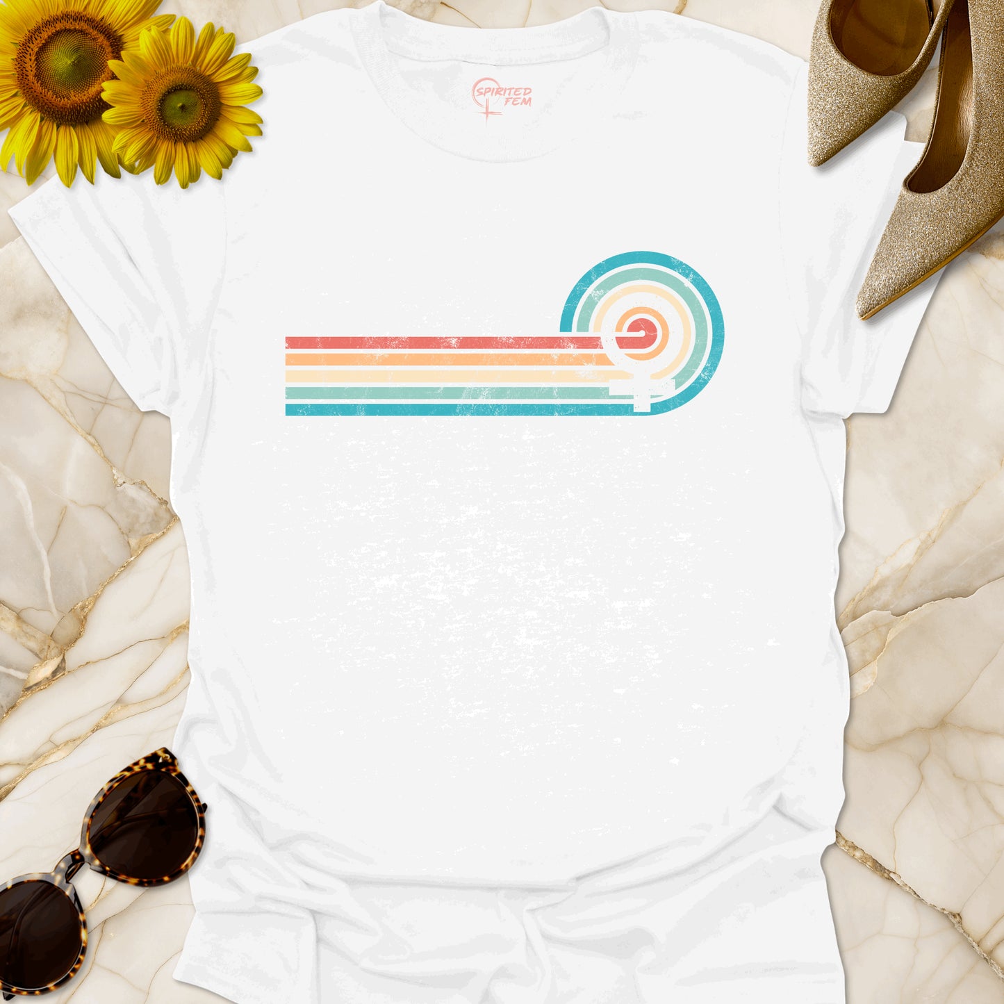 Vintage Retro Sunset and Venus Symbol