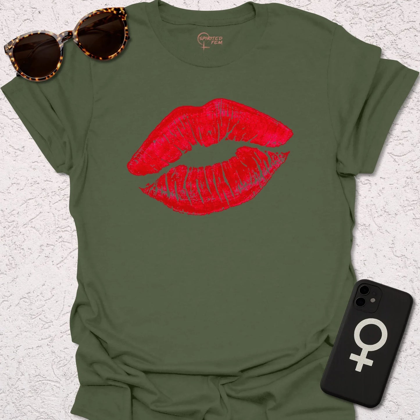 Bright Red Lipstick Imprint - Spirited Fem