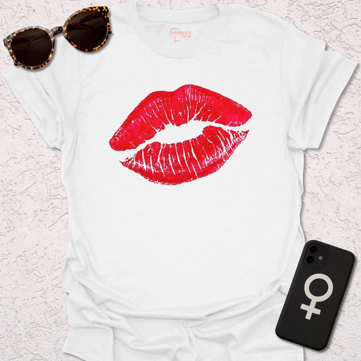 Bright Red Lipstick Imprint - Spirited Fem