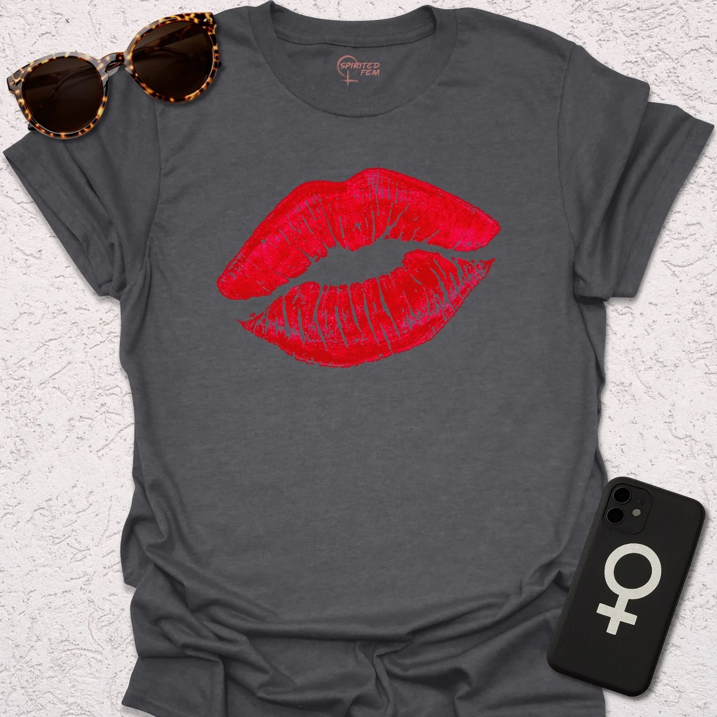 Bright Red Lipstick Imprint - Spirited Fem