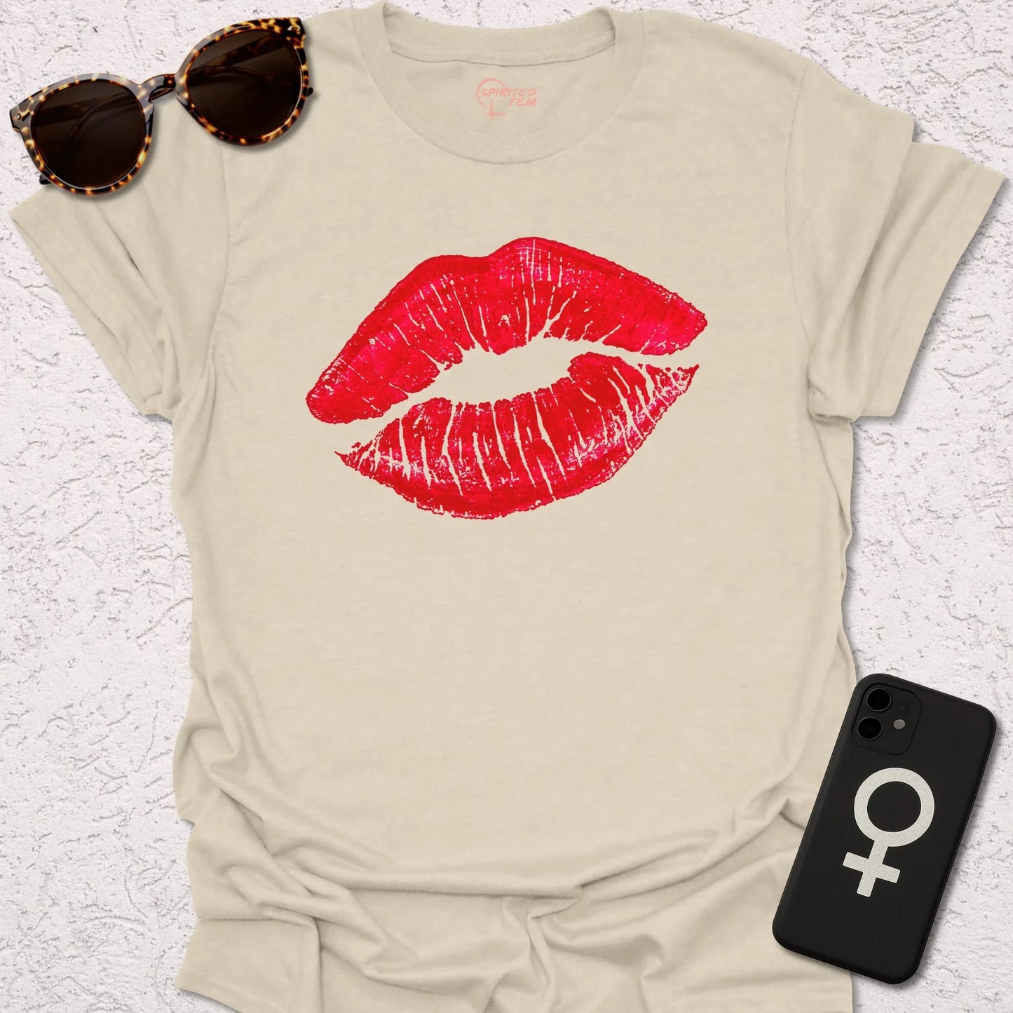 Bright Red Lipstick Imprint - Spirited Fem