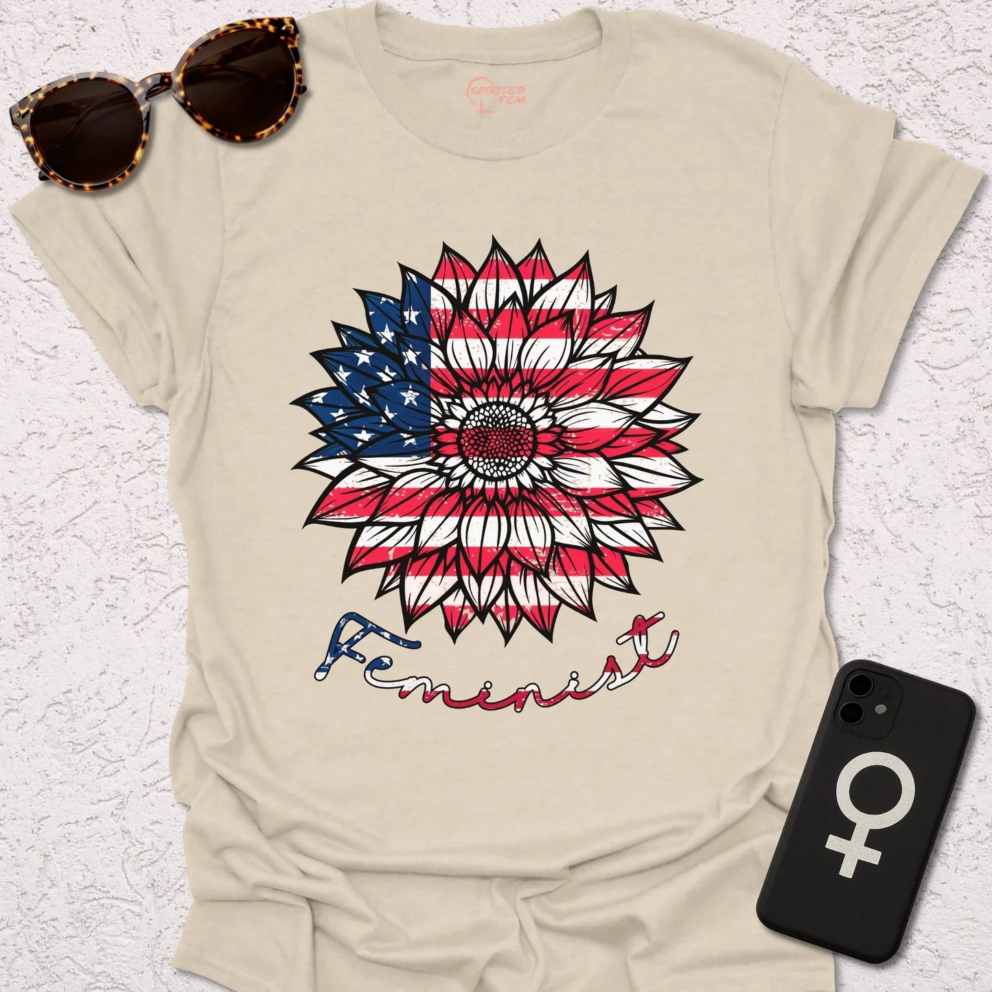 Sunflower American Flag Feminist - Spirited Fem