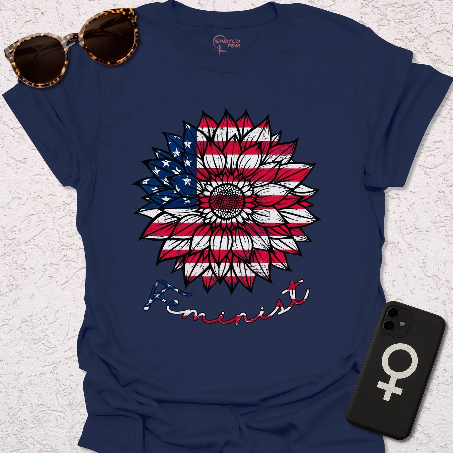 Sunflower American Flag Feminist - Spirited Fem