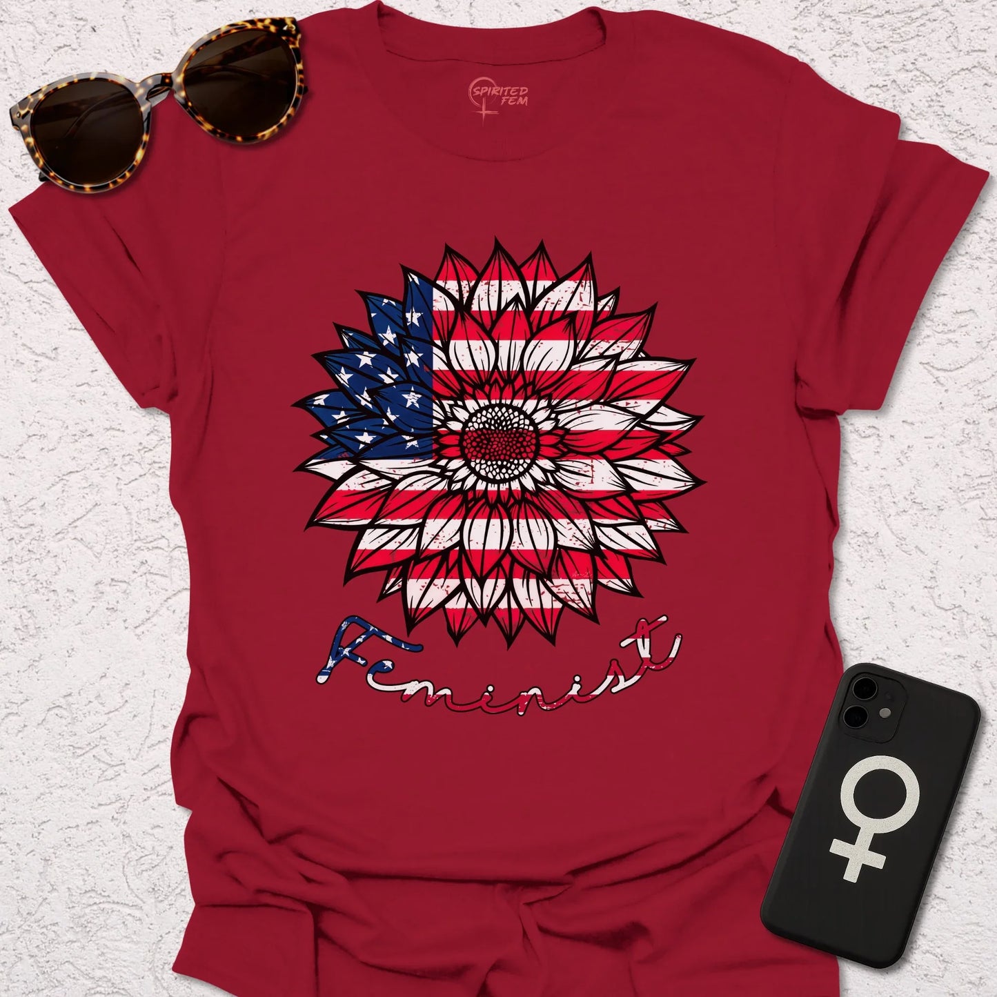 Sunflower American Flag Feminist - Spirited Fem
