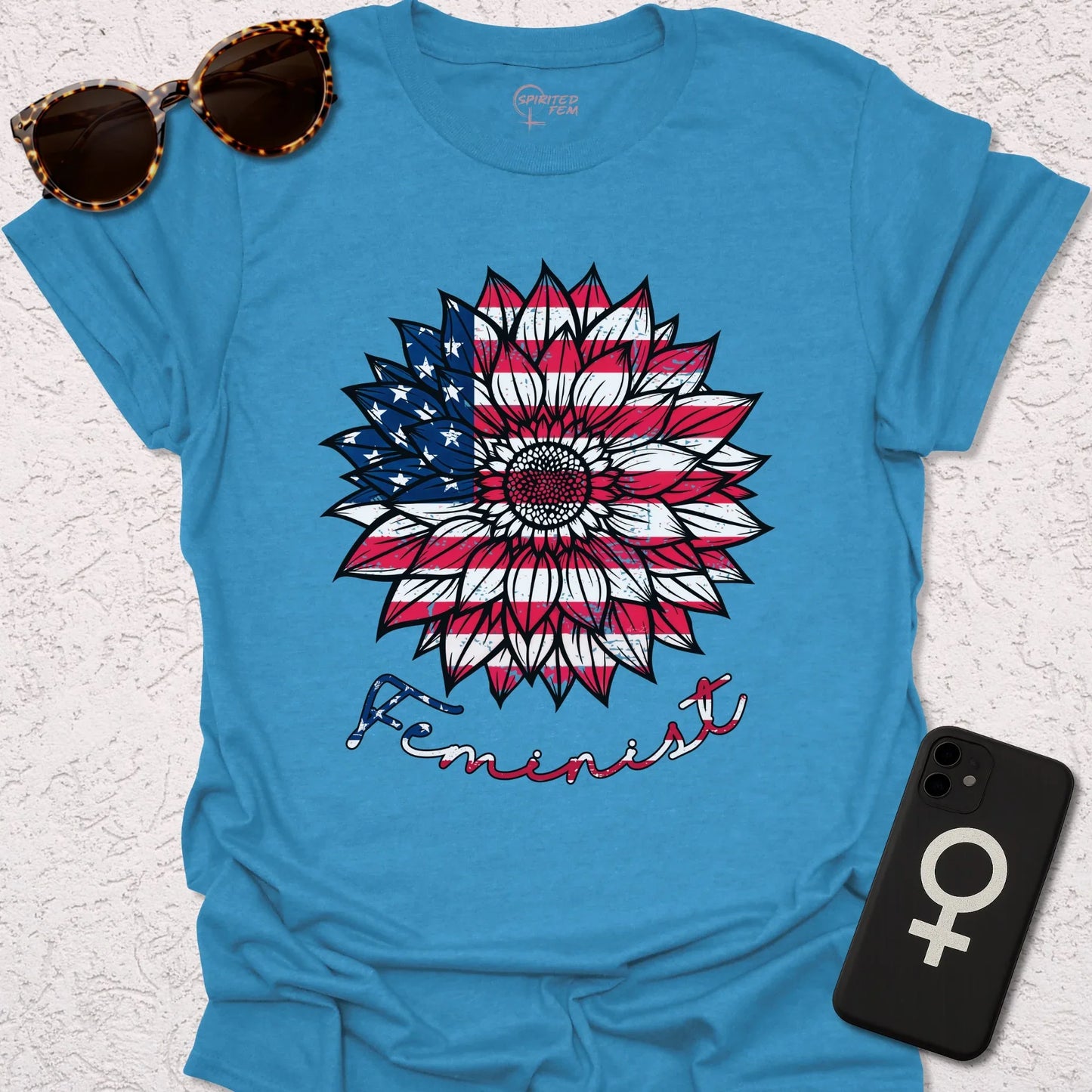Sunflower American Flag Feminist - Spirited Fem