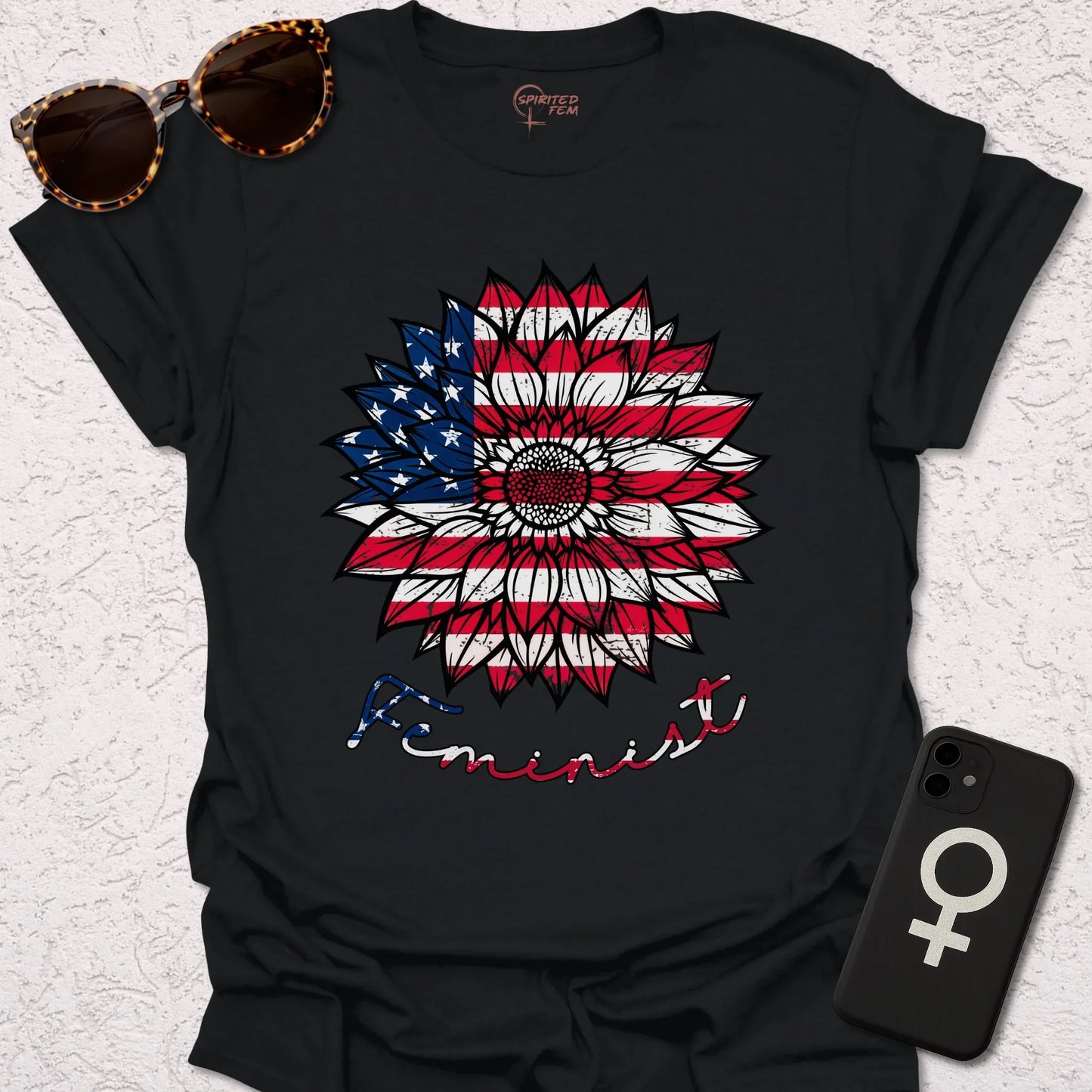 Sunflower American Flag Feminist - Spirited Fem