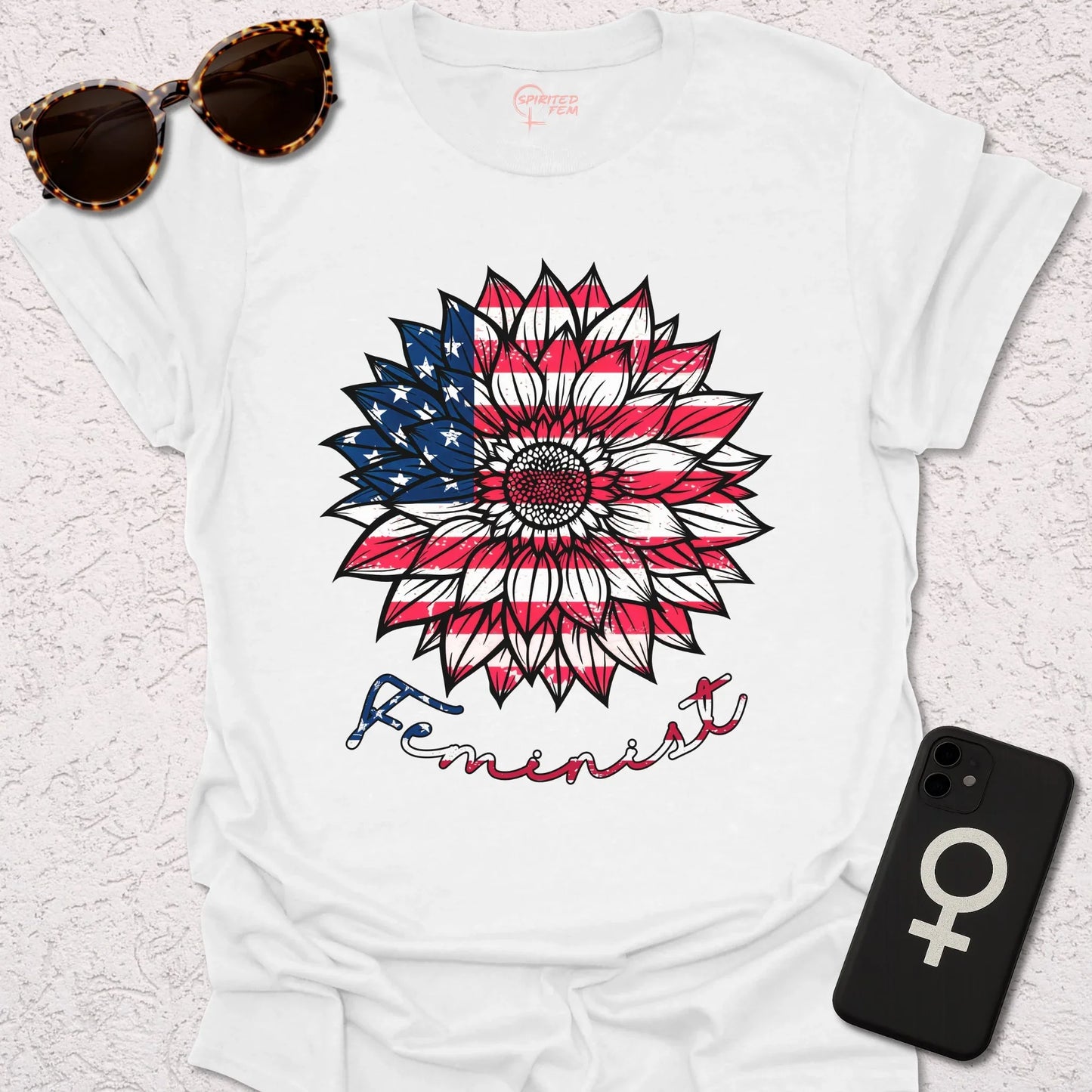 Sunflower American Flag Feminist - Spirited Fem
