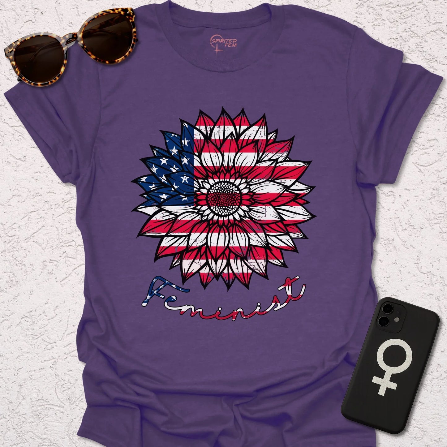 Sunflower American Flag Feminist - Spirited Fem