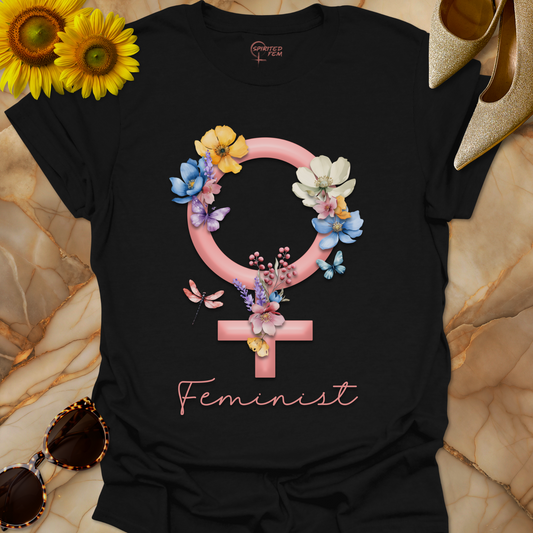 Feminist Empowerment Venus Symbol with Flowers & Butterflies