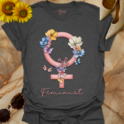 Feminist Empowerment Venus Symbol with Flowers & Butterflies