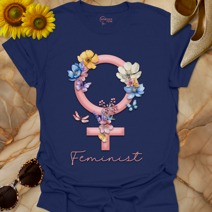 Feminist Empowerment Venus Symbol with Flowers & Butterflies