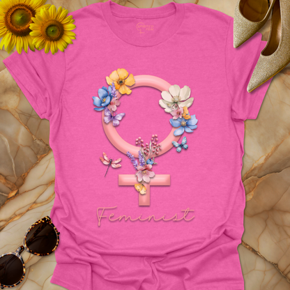 Feminist Empowerment Venus Symbol with Flowers & Butterflies