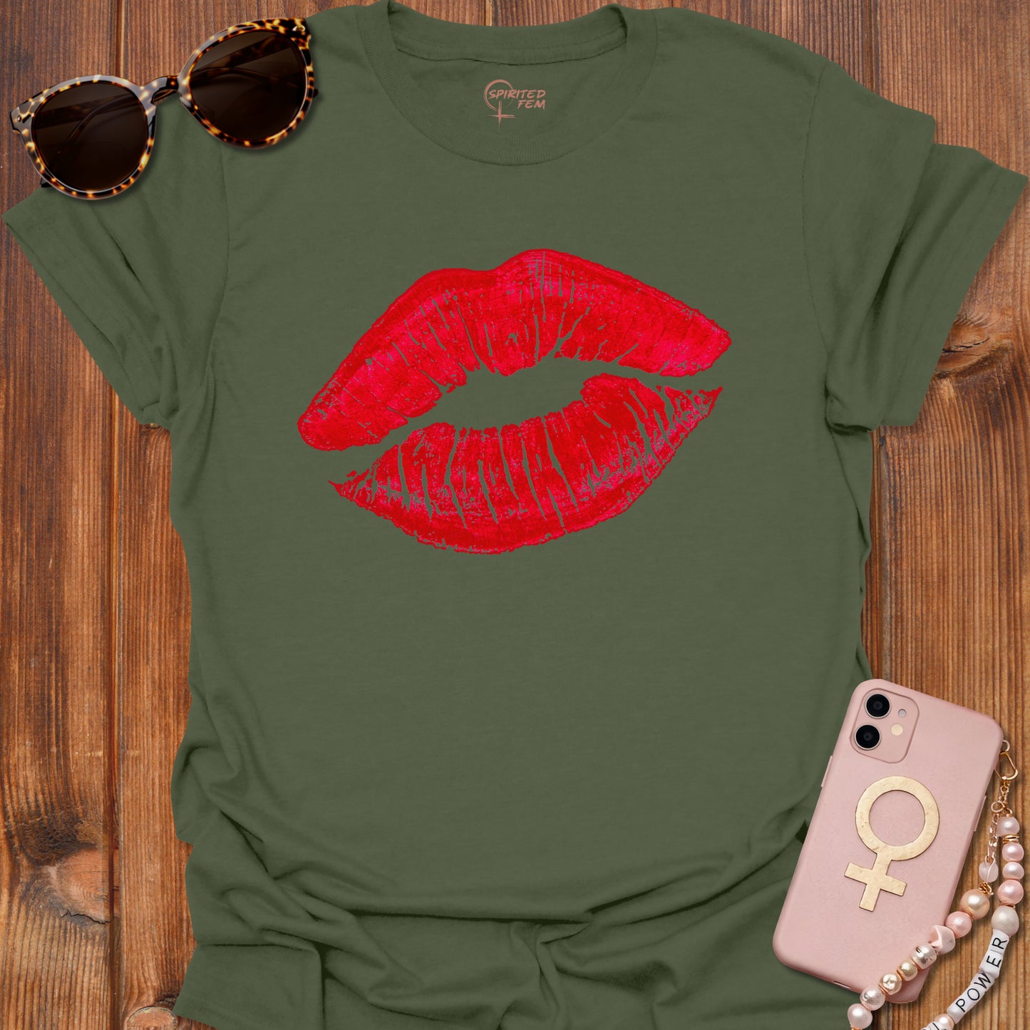 Bright Red Lipstick Imprint