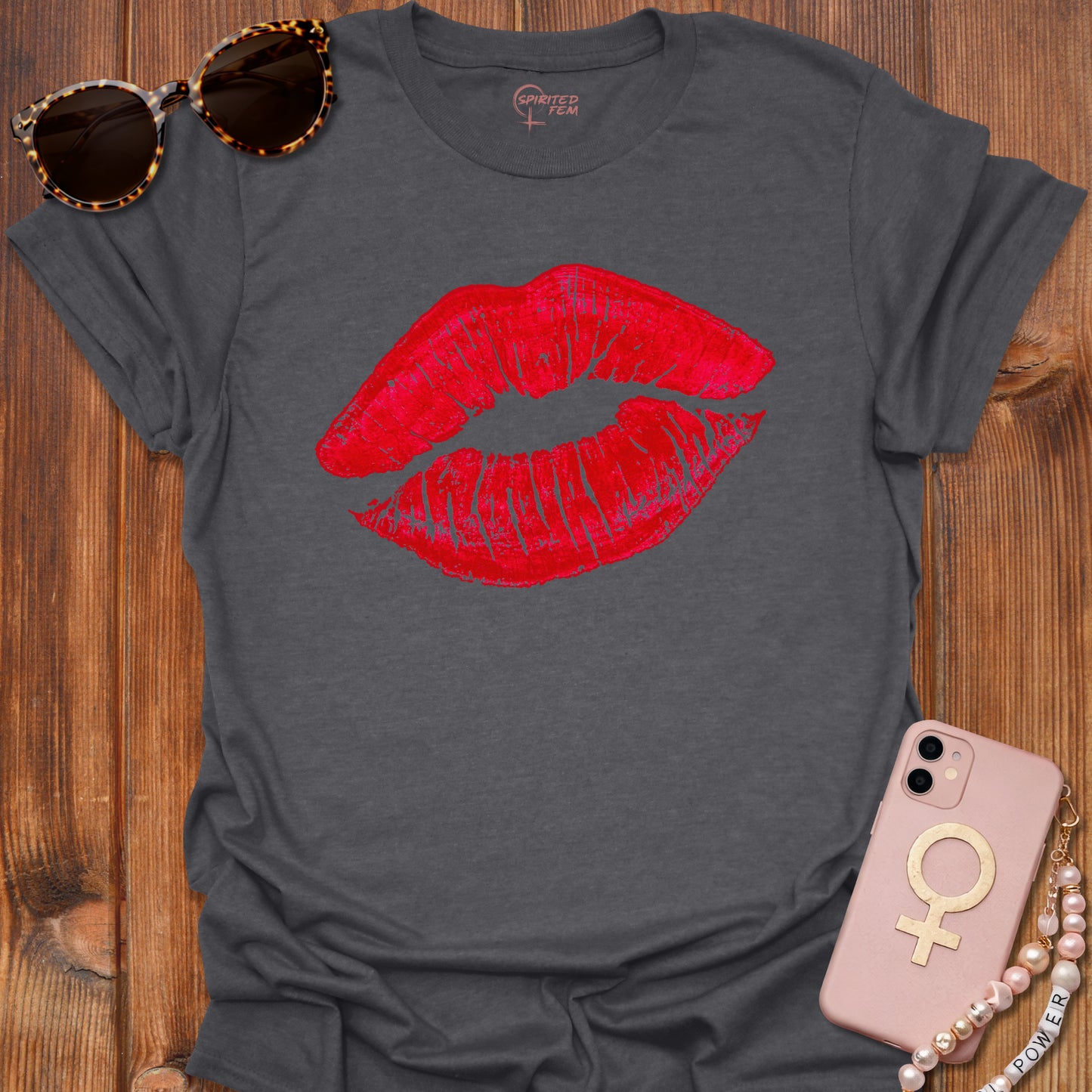 Bright Red Lipstick Imprint