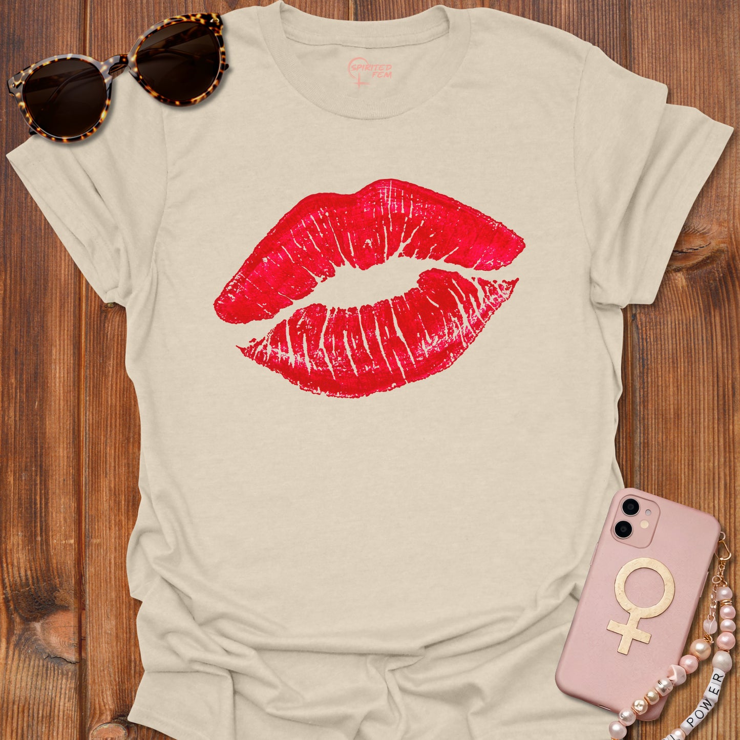 Bright Red Lipstick Imprint