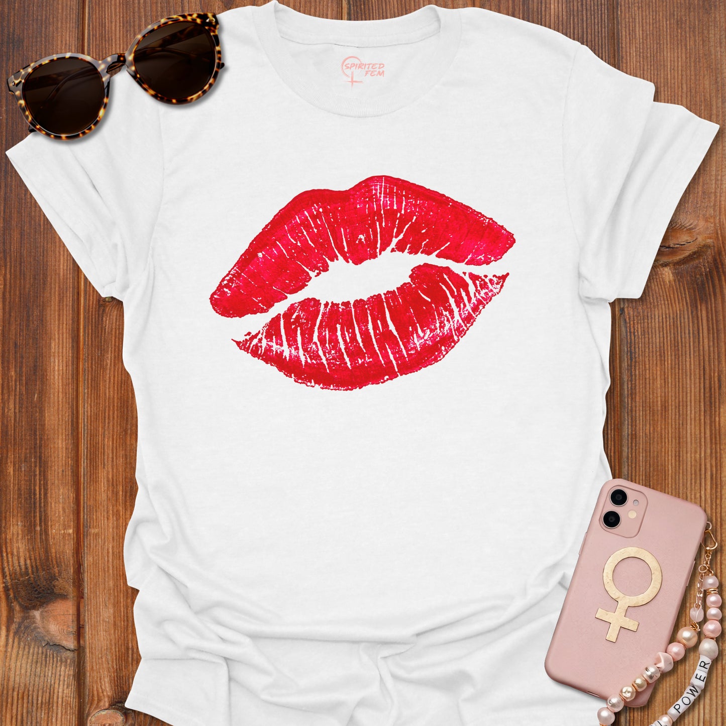 Bright Red Lipstick Imprint